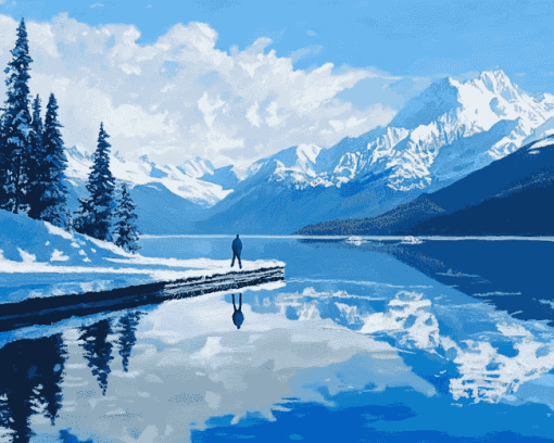 Snowy Mountain Lakes Diamond Painting