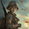 Soldier Woman Cartoon Diamond Painting
