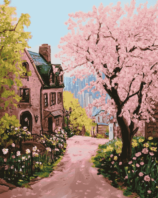 Spring Countryside Landscape Diamond Painting