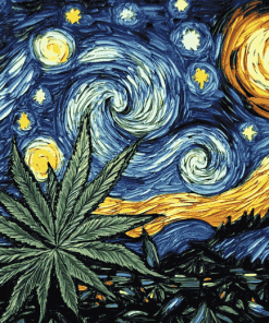 Starry Night Cannabis Diamond Painting