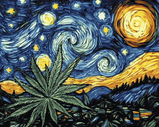 Starry Night Cannabis Diamond Painting