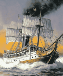 Steamboat Adventure Ship Diamond Painting