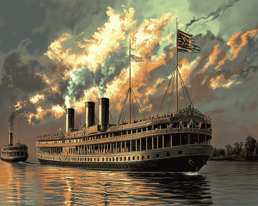 Steamboat Ships Diamond Painting