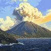 Stromboli Sicily Volcano Landscape Diamond Painting