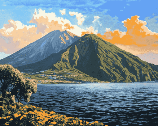 Stromboli Volcano Sicily Diamond Painting