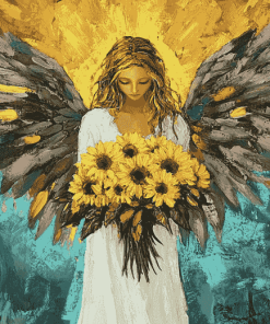 Sunflower Angel Vintage Diamond Painting