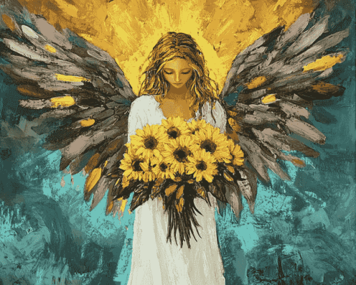 Sunflower Angel Vintage Diamond Painting