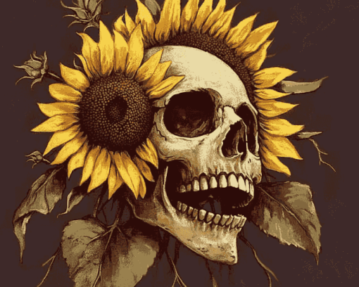 Sunflower Skull Diamond Painting