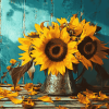 Sunflower Table Blossoms Diamond Painting