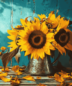 Sunflower Table Blossoms Diamond Painting