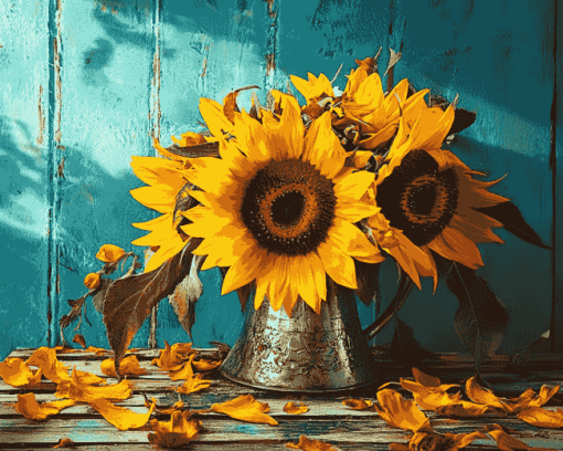 Sunflower Table Blossoms Diamond Painting