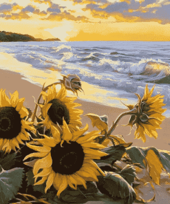 Sunflowers by the Beach Diamond Painting