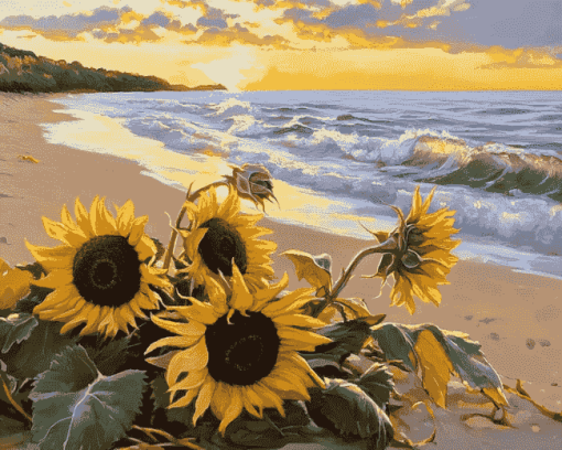 Sunflowers by the Beach Diamond Painting