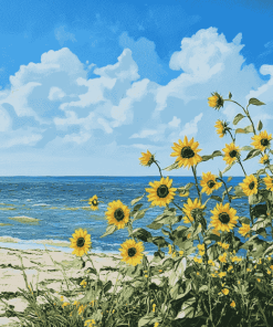 Sunflowers by the Beach Diamond Painting