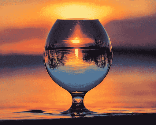 Sunset Seascape Glass Diamond Painting