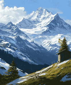 Swiss Alps Mountain View Diamond Painting