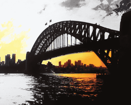 Sydney Harbor Bridge Silhouette Diamond Painting