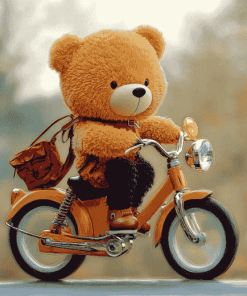 Teddy Bear Riding Bike Diamond Painting