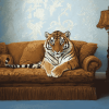 Tiger Resting on Sofa Diamond Painting