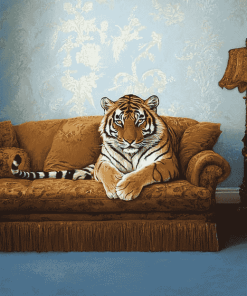 Tiger Resting on Sofa Diamond Painting