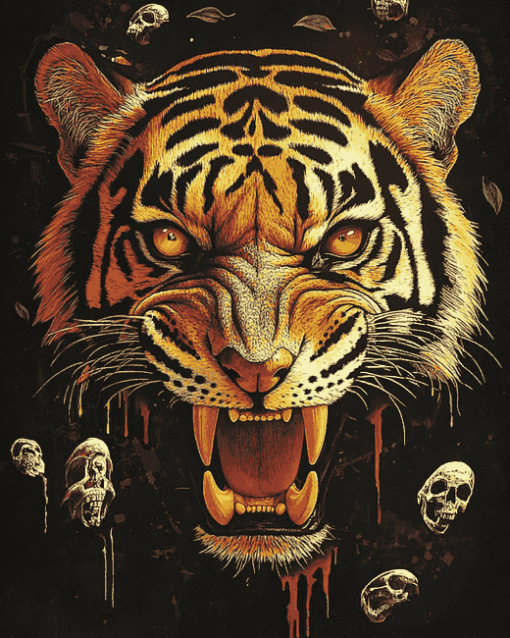 Tiger and Skull Diamond Painting