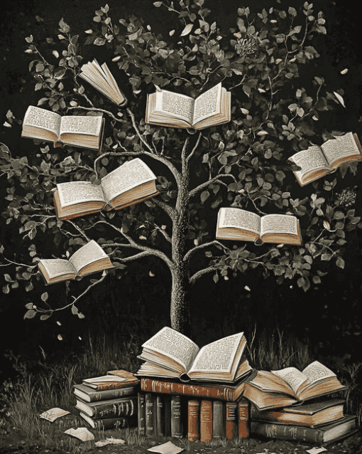 Trees and Books Nature Diamond Painting