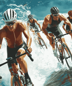 Triathlon Athletes on Bikes Diamond Painting