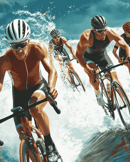 Triathlon Athletes on Bikes Diamond Painting