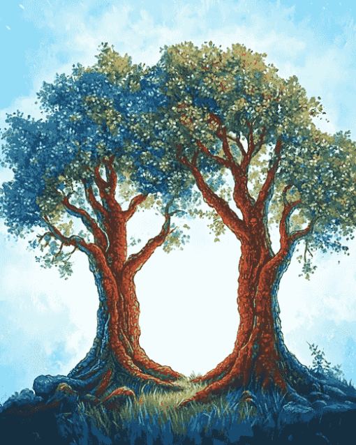 Twins Tree Anime Diamond Painting