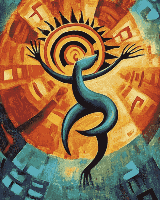 Vibrant Kokopelli Abstract Diamond Painting