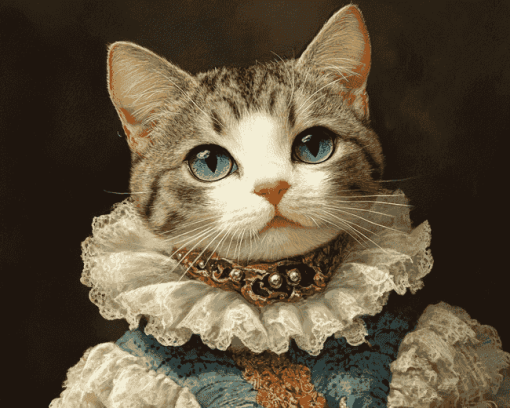 Victorian Cat Art Diamond Painting