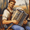 Vintage Accordion Musician Diamond Painting