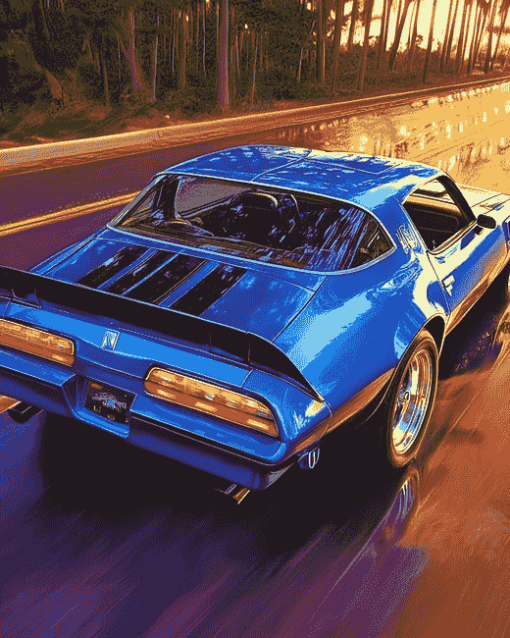 Vintage Blue Trans Am Car Diamond Painting