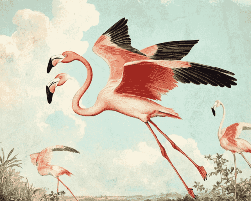 Vintage Flamingo Bird Diamond Painting