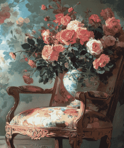 Vintage Flower Vase on Chair Diamond Painting