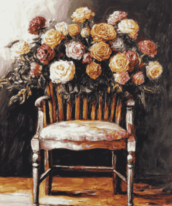 Vintage Flowers On Chair Diamond Painting