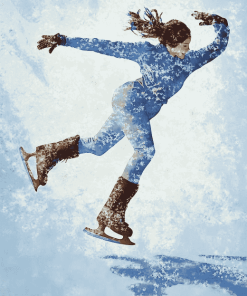 Vintage Ice Skating Girl Diamond Painting