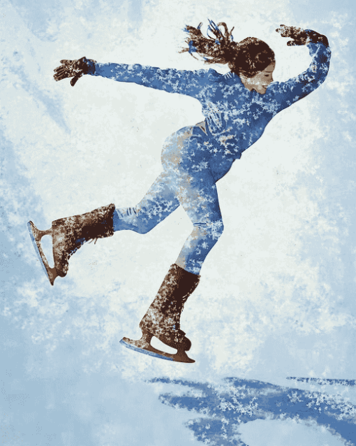 Vintage Ice Skating Girl Diamond Painting