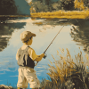 Vintage Little Boy Fishing Diamond Painting