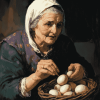 Vintage Old Lady and Eggs Diamond Painting