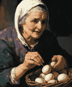 Vintage Old Lady and Eggs Diamond Painting