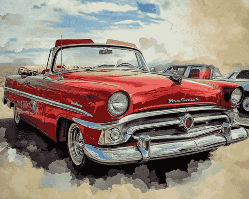 Vintage Red Mercury Car Diamond Painting