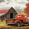 Vintage Red Truck Barn Diamond Painting