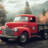 Vintage Red Truck Diamond Painting