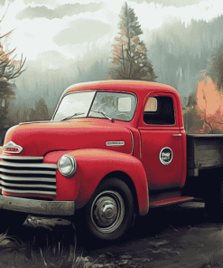 Vintage Red Truck Diamond Painting