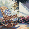 Vintage Rocking Chair with Flowers Diamond Painting