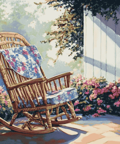 Vintage Rocking Chair with Flowers Diamond Painting