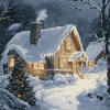 Vintage Snowy House Diamond Painting