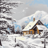 Vintage Snowy Houses Diamond Painting