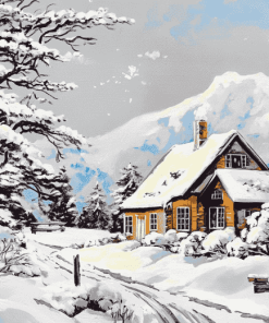 Vintage Snowy Houses Diamond Painting